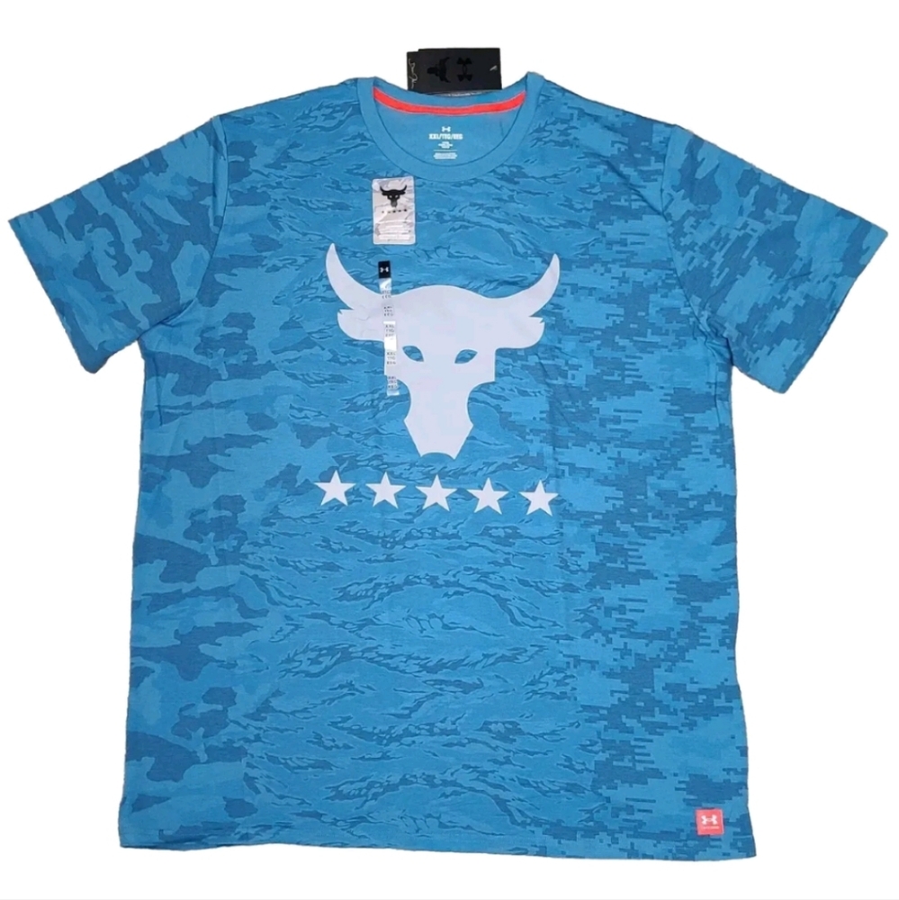 Under Armour UA Men's Project Rock Veterans Day Show Camo T-Shirt Blue